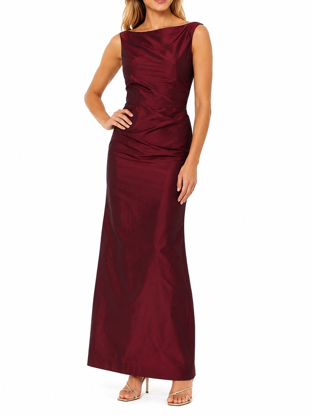 Agnès b. Paris Burgundy Red 100% Silk Evening Sheath Dress with Pockets 1 XS